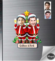 Kişiye Özel Yılbaşı Erkek Arkadaş Ahşap Magnet -1