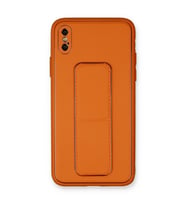 Apple İphone Xs Max Kılıf Coco Deri Standlı Kapak - Turuncu