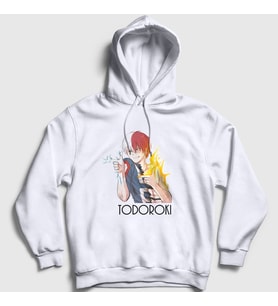 Presmono Unisex Beyaz Shoto Anime Boku No Hero Academia Kapüşonlu Sweatshirt 128827tt
