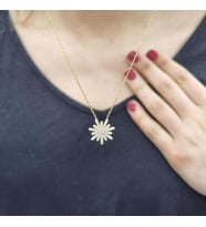 Kristal Kartanesi Gold Kaplama 925 Ayar Zirkon Taşlı Gümüş Kolye (Karışık)