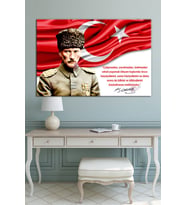 Atatürk Mustafa Kemal Kanvas Tablo Okullara İşyerlerine Uygun (8 Farklı Ölçü)