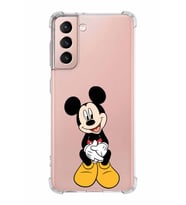 Samsung Galaxy S21  Köşe Korumalı Antişok Kapak Mickey Mouse Tasarımlı Şeffaf  Kılıf