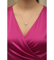 Caş Dekorasyon Altın Renk Göz Figür Taşlı Altın Kaplama Kolye