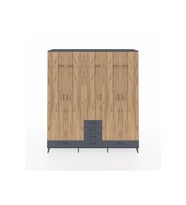 Hyperion Dolap 6 Raflı 6 Çekmeceli 4 Askılı 220x44x243 Antrasit-Çam/Antrasit