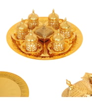 6 KİŞİLİK GOLD BAKIR FİNCAN TAKIMI KAHVE FİNCANLARİ TÜRK FİNCAN