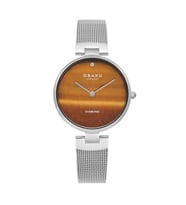 Obaku Denmark V256LHCNMC-DTED Quartz Hasır Gri Kahverengi  Kadran 32 mm Kadın Kol Saati