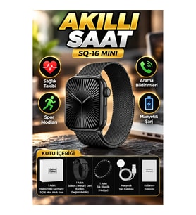 Akıllı Saat SQ-16 Mini Series 10 Unisex Tasarım Sağlık ve Spor Takip Özellikli