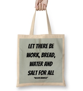 Nelson Mandela Quotes Art Gift - Vintage Retro Style Bez Çanta Uzun Saplı