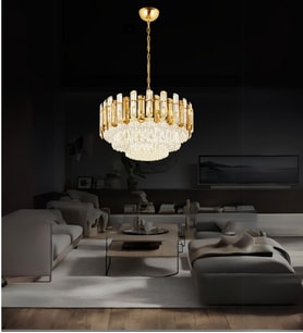 Diego 60'lık Taşlı Avize Kristal  Taş Salon Oturma Odası Avize (Gold)