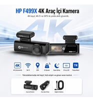 Hp F499X Araç İçi Kamera, 4K Video Çözünürlüğü, Lcd Ekran, Wi-Fi Bağlantı, Siyah