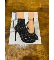 ZİRKON TAŞLI SİYAH AYAKKABILI ARMA DİKİŞ APLİKE 23X19 CM
