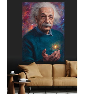 Einstein Atom Tutan Portre Dekoratif Kanvas - Mdf Ahşap Tablo