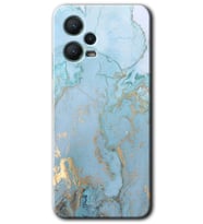 Redmi Note 12 5G Kılıf HD Desen Baskılı Kılıf - Mavi Gold Mermer