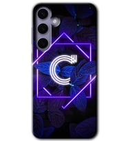 Galaxy S24 Kılıf HD Desen Baskılı Kılıf - Dark Neon Yaprak C Harfi