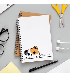Sevimli Kedi Baskılı Defter Kişiye Özel