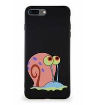 Apple iPhone 8 Plus Soft Premier Kapak Salyangoz Gary Tasarımlı Silikon Kılıf - Siyah (Şeffaf)