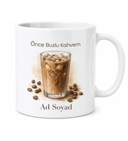 Iced Coffee Temalı Baskılı Kupa Bardak Kahve Severler İçin Özel Tasarım Hediye