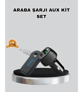 AUX Bluetooth Adaptör ve 38W Hızlı Araç Şarj Cihazı Seti