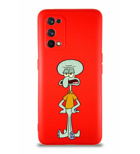 Realme 7 Pro Soft Premier Kapak Squidward Dokunaç Tasarımlı Silikon Kılıf - Kırmızı (Şeffaf)