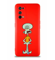 Realme 7 Pro Soft Premier Kapak Squidward Dokunaç Tasarımlı Silikon Kılıf - Kırmızı (Şeffaf)