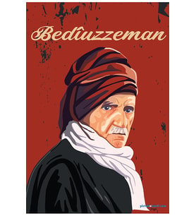Saidi Nursi Posteri - Postera Seidê Kurdî - Bediüzzeman Posteri (Siyah-Gri)