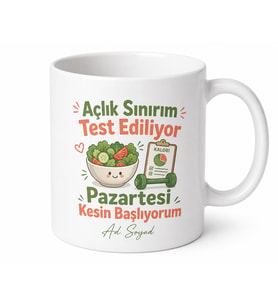 Diyet Yapan Kalori Cetveli Fit Olma Hayali Pazartesi Başlangıcı İrade Testi Komik Kupa Hediye Bardak
