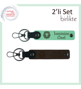 İsme Özel Kaplan Temalı Deri Anahtarlık , Stil Sahibi Erkekler İçin, Açık Yeşil-Koyu Kahve
