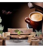 Kahve Makineli Cafe Duvar Kağıdı Baskı