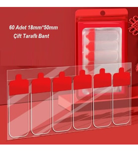 60 Parça Kolay Açılır Güçlü Çift Taraflı Bant 18mm*50mm (5343)
