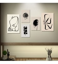 5 Parçalı Kanvas Tablo Modern Soyut Kedi ve Kelebek Dizaynı