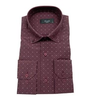 Erkek Slim Fit Puantiyeli Gömlek 000144 (Bordo)