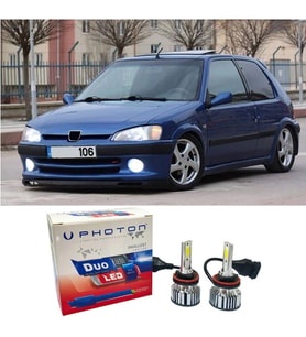 Peugeot 106 Led Xenon Uzun + Kısa Far Ampulü H4 Duo Yeni Seri Beyaz