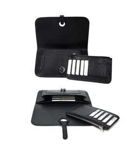 KANGAROO KINGDOM Hakiki Deri Siyah Kadın Portföy & Clutch El Çanta 8744-S (Siyah)