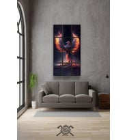 12 parça Kırmızı Anka Kuşu Çerçeve Görünümlü Mdf tablo Duvar Süsü Hediyelik Eşya (45cm x 85cm)