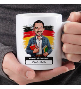 Erkek Almanca Öğretmenine Hediye Karikatürlü Bardak