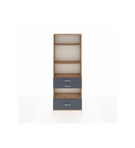 Arges Dolap 4 Raflı 3 Çekmeceli 88x30x243 Çam-Antrasit