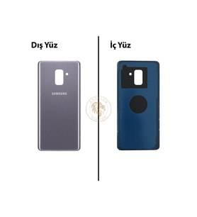 Samsung Galaxy A8 2018 A530 Gri Uyumlu Arka Kapak Arka Cam Pil Kapağı Batarya Kapağı Lazer Kesim