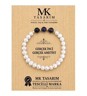 MK TASARIM GERÇEK İNCİ GERÇEK AMETİST BİLEKLİK MK.7000.840- RAHATLIK-DİNGİNLİK-ENERJİ- STRES BİLEKLİĞİ