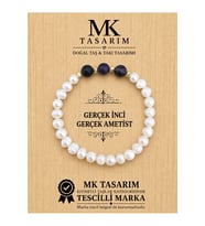 MK TASARIM GERÇEK İNCİ GERÇEK AMETİST BİLEKLİK MK.7000.840- RAHATLIK-DİNGİNLİK-ENERJİ- STRES BİLEKLİĞİ