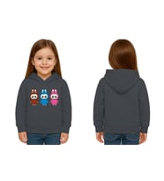 Unisex Baskılı Çocuk Swaetshirt Labubu Baskılı Kapüşonlu 3 İplik Şardonlu (Füme)