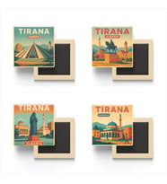 Tiran Arnavutluk - 4 adet - 9x9 cm Buzdolap Magneti