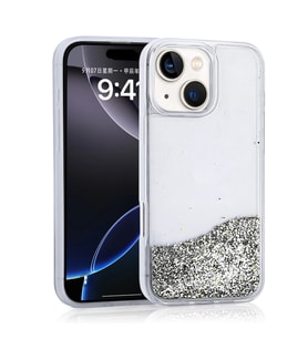 Apple iPhone 15 Kılıf Sıvılı Simli Şeffaf Arka Yüzey Zore Keto Silikon Kapak