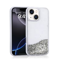 Apple iPhone 15 Kılıf Sıvılı Simli Şeffaf Arka Yüzey Zore Keto Silikon Kapak