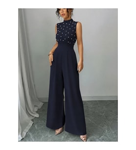 Kadın Balıkçı Yaka Kolsuz Incili Beli Kuşaklı Uzun Janjan Tulum
