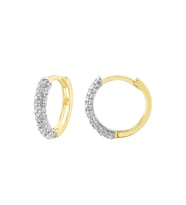 MOOM MÜCEVHERAT Kadın 14 Ayar Altın Küpe Minimalist Zirkon Taşlı Modern Halka Altın Küpe 12 mm