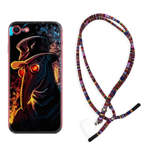 Apple iPhone 5 6 7 8 Plus Se XR Kılıf Boyun Asklı Rasta Silikon Karga 1616