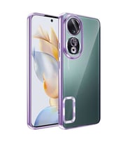 Coverzone Huawei Honor 90 ile uyumlu K?l?f Kamera Korumal? Logo G�steren Parlak renk kenar �izgileri ile ??k bir tasar?m Colored Z-Omega Kapak Lila