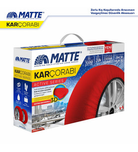 MATTE Active Series Oto Araba Lastik Anti Patinaj Kar Çorabı Kırmızı MEDIUM