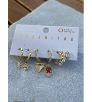 Yakemiyou İnci Taşlı Altılı küpe