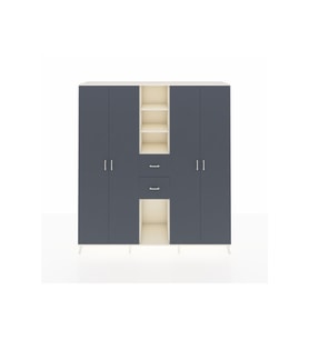 Hyperion Dolap 15 Raflı 2 Çekmeceli 4 Kapaklı 220x44x243 Aytaşı-Antrasit/Antrasit